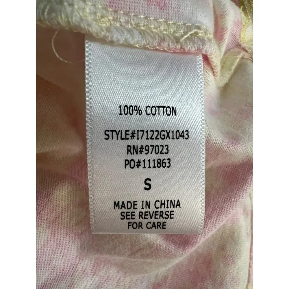 Miken Swim Yellow Pink Tie Dye Gold Beach Print Swim Cover Up Small